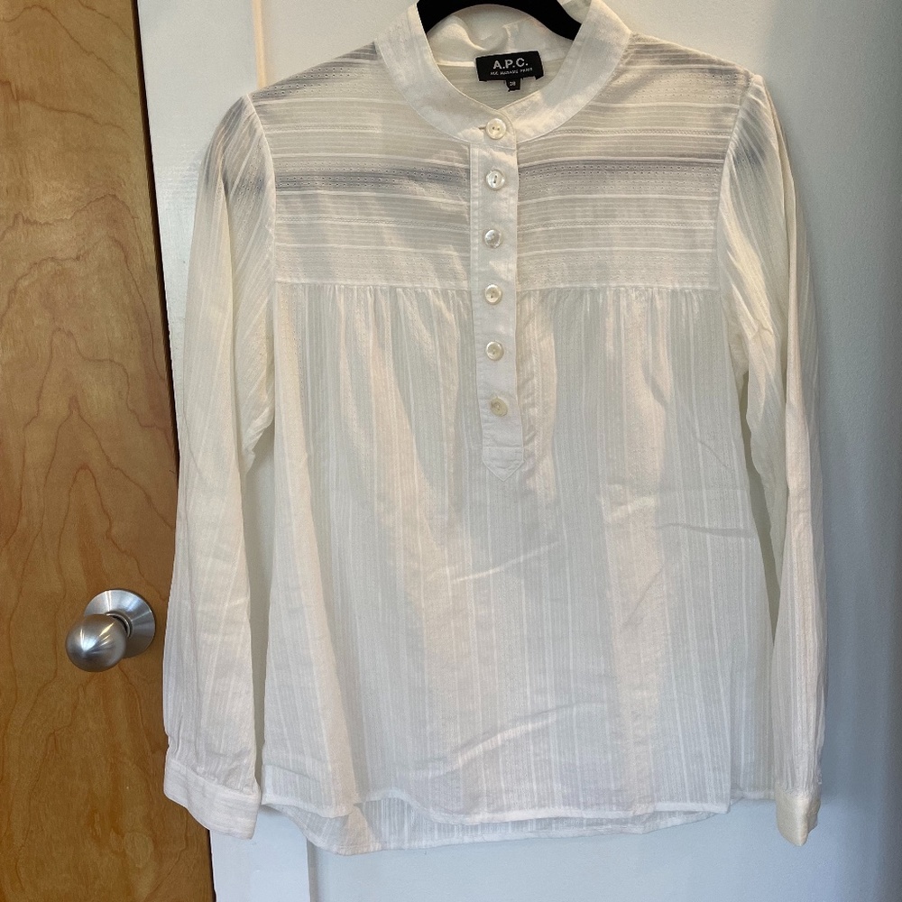 A.P.C. White Button-Up Blouse